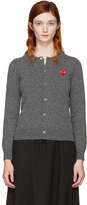 Comme des Garçons Play Grey and Red Heart Patch Cardigan