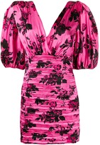 Thumbnail for your product : Laneus Floral Print Ruched Fitted Dress
