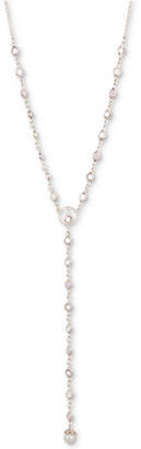 Marchesa Gold-Tone Imitation Pearl, Stone & Crystal Lariat Necklace, 16" + 3" extender