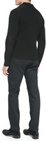 Thumbnail for your product : Ralph Lauren Black Label Quarter-Zip Sweater with Suede Trim, Black