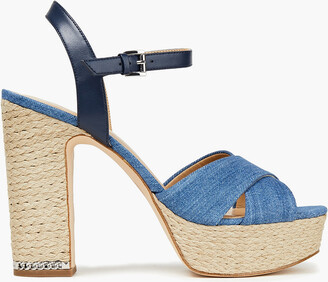MICHAEL Michael Kors Morgana denim and faux leather platform sandals -  ShopStyle
