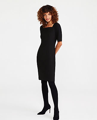 Ann Taylor Tweed Flounce Flare Dress Size 14 Black Women's
