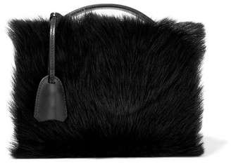 Mark Cross Grace Small Shearling-paneled Leather Shoulder Bag - Black