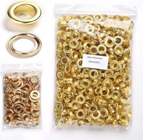 Yescom USA, Inc. Yescom 500 sets of 3/8' Grommet Kit Size 2 Rust-proof Solid Brass Eyelets and Washers for Hand Press Machine