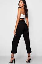 Thumbnail for your product : boohoo Split Front Pearl Detail Woven Trousers