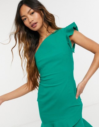 Vesper one shoulder mini dress in green