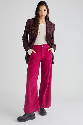 Harlow Wide-Leg Cord Jeans by We The Free at Free People, Brooding Magenta, 24