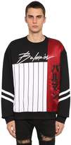 Thumbnail for your product : Balmain Logo Cotton Jersey Baseball Sweatshirt