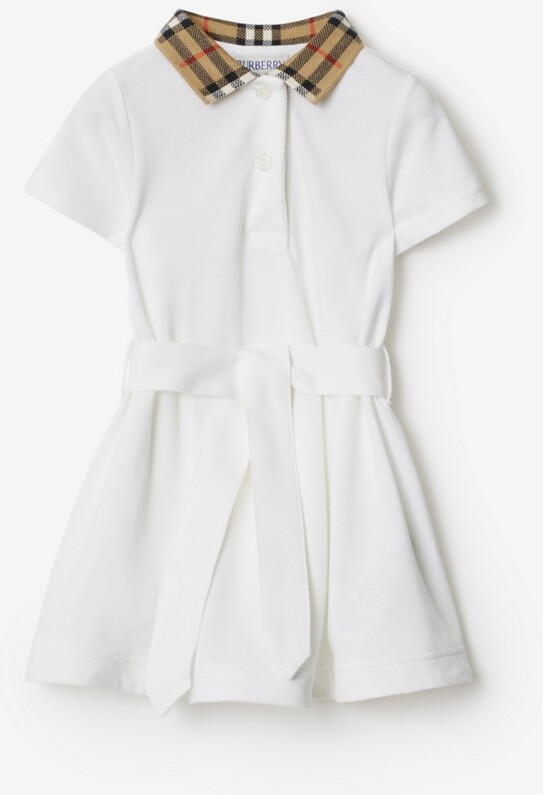 Burberry Childrens Check Collar Cotton Polo Shirt Dress Size: 2Y