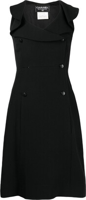 21st Century Chanel Black Bouclé and Lambskin Dress - MRS Couture