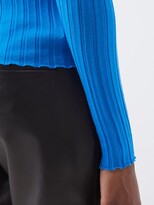 Thumbnail for your product : Petar Petrov Fiora Ribbed-knit Merino Polo Top - Blue