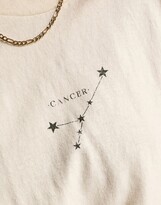 Thumbnail for your product : Miss Selfridge horoscope Cancer oversized t-shirt in ecru