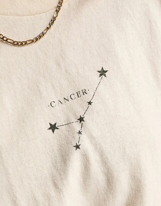 Miss Selfridge horoscope Cancer oversized t-shirt in ecru