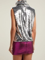 Thumbnail for your product : Halpern Sequinned Roll-neck Top - Silver