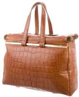 Thumbnail for your product : J. Mendel Fur-Trimmed Crocodile Bag