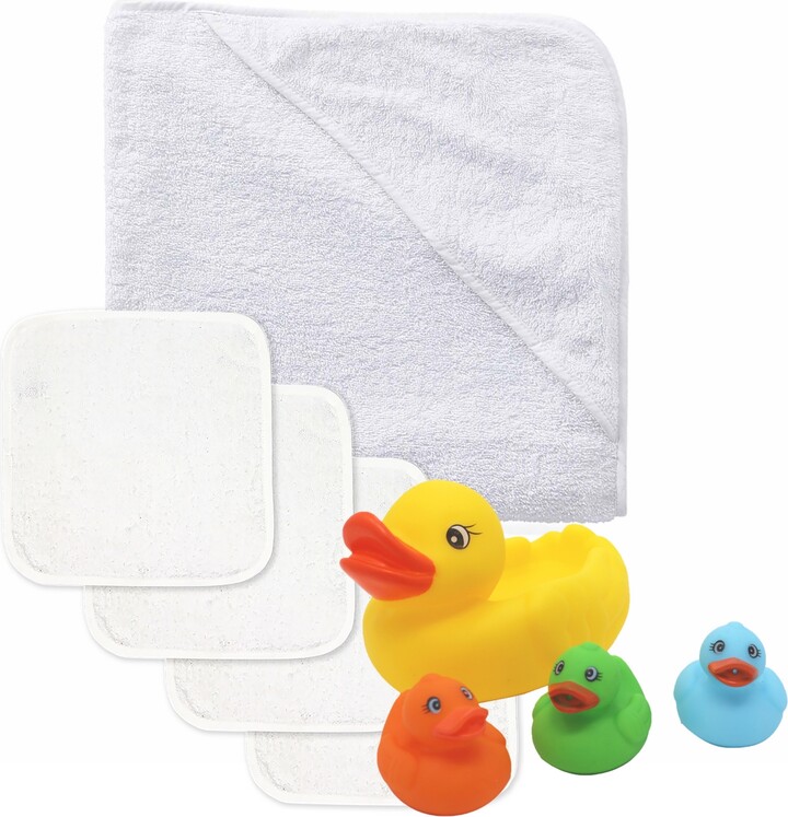 Baby Mode Signature Baby Boys or Baby Girls Bath Towel, Washcloth, and Toys, 9 Piece Set