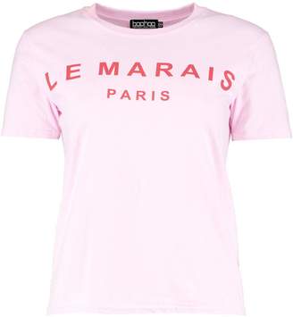 boohoo Petite Le Marais Paris Slogan T-Shirt