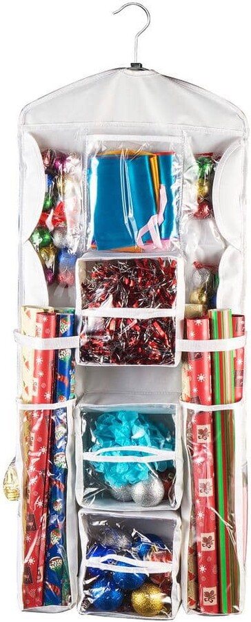 Elf Stor Deluxe Double Sided Hanging Gift Wrap and Bag Organizer Combo