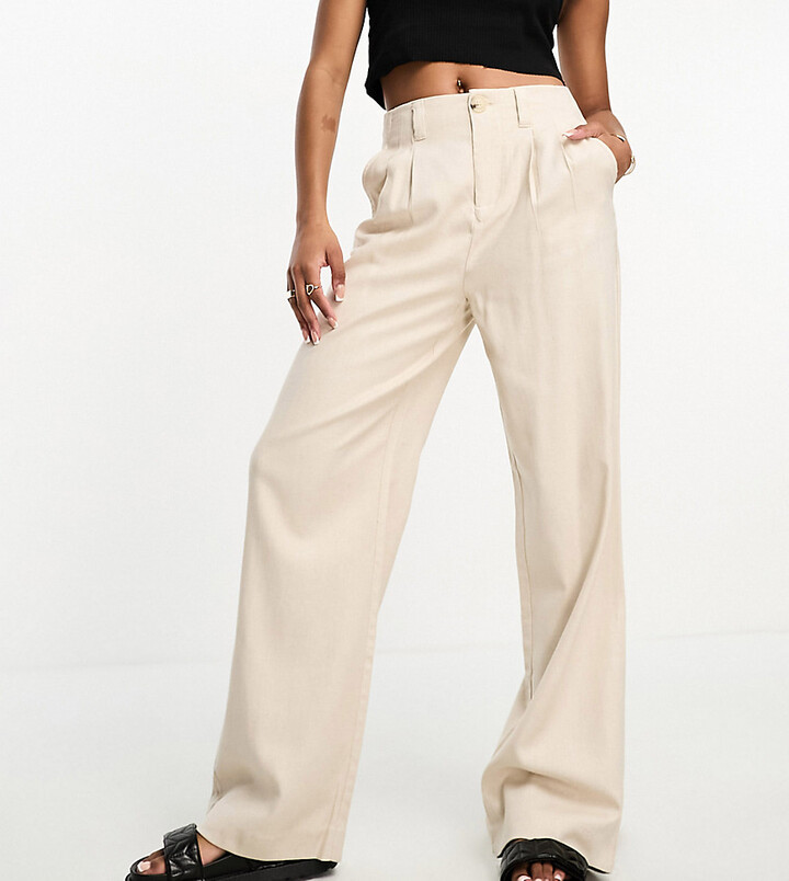 Calvin Klein Women's Linen Cropped Wide Leg Pants Brown Size 14 Petite –  Steals