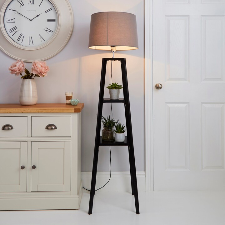 Dunelm Beaumont Wood Tripod Plant Black Floor Lamp Black ShopStyle