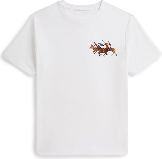 Polo Ralph Lauren Kids Triple-Pony Cotton Jersey T-Shirts (Big Kid) Boy's T Shirt White : MD (10-12 Big Kid)