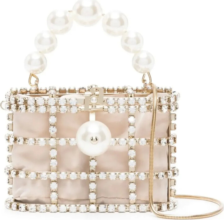 Rosantica Crystal-Embellished Caged Mini Bag