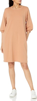 The Drop Women's Estelle Puff Sleeve French Terry Sweatshirt Mini Dress