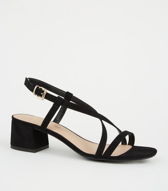 low black strappy heels