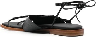 ◆HEREU◆ Clava Sandals Black WFR23CLSH001 WFR23CLSH001SS23 Hereu | Clava Ankle Laced Crinkled Glossy Leather Sandal
