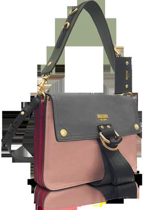 Moschino Color Block Leather Flap Shoulder Bag
