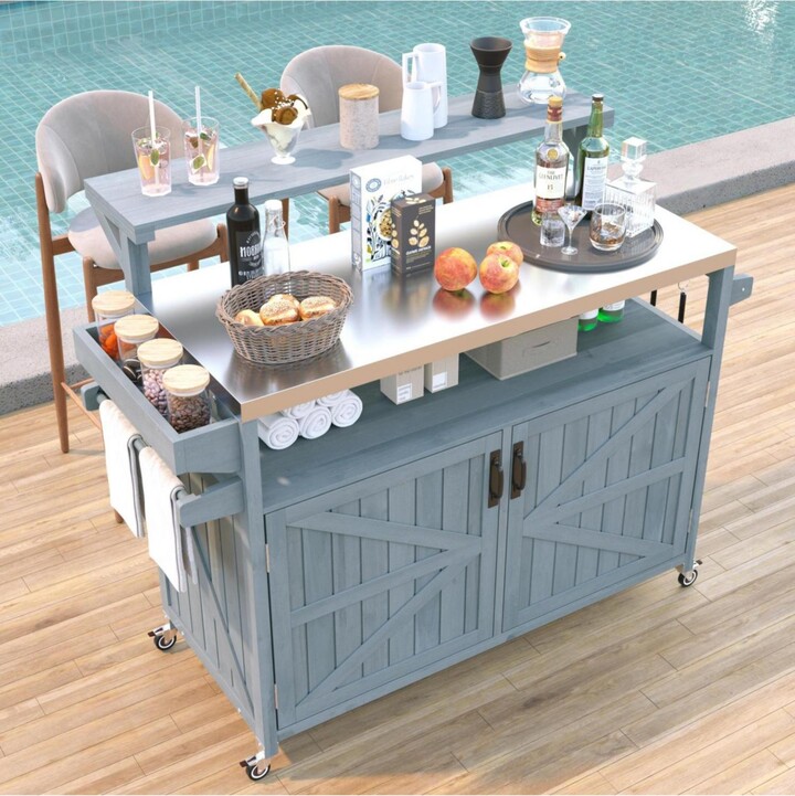 Streamdale Furniture Outdoor Kitchen Island with Storage & Stainless Steel Top