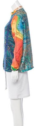 Burning Torch Patchwork Silk Jacket w/ Tags
