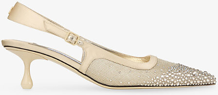 Jimmy Choo Womens Light Soft Gold Amel 50 Slingback Mesh Heeled Courts Eur 34 / 1 Uk Women