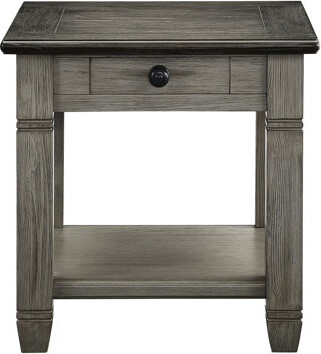 Table With 2 Drawers And Bottom Shelf In Rosy Brown Antique White Style Oak Rubberwood Veneer Lower Shelf, Brown/white