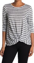 Thumbnail for your product : Bobeau Striped Long Sleeve Twist Front Top
