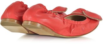 See by Chloe Red Nappa Leather Ballerina