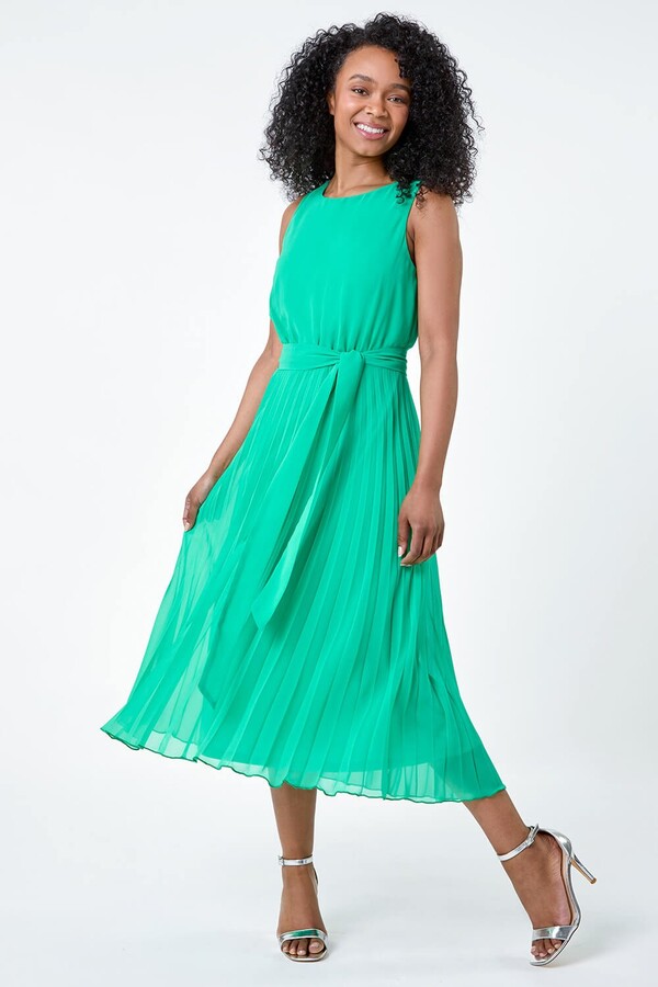 Roman Petite Roman Originals Petite Pleated Chiffon Midi Dress in