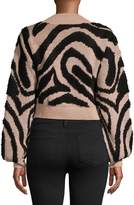 Thumbnail for your product : Topshop Wave-Print Knit Cropped Sweater