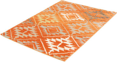 Ecarpetgallery Geometric Machine Woven Area Rug in Orange