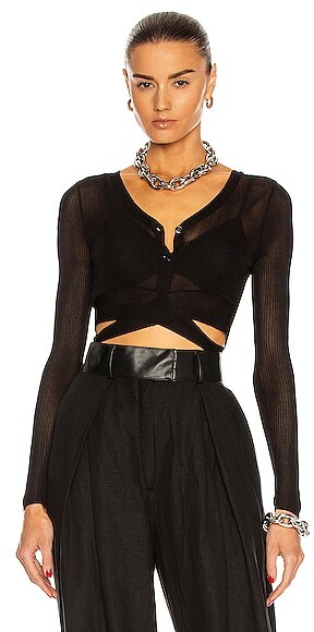 aya muse cropped knit cardigan