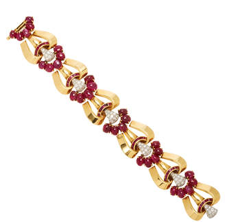 Moira Fine Jewellery Vintage 18K Gold Ruby and Diamond Bracelet