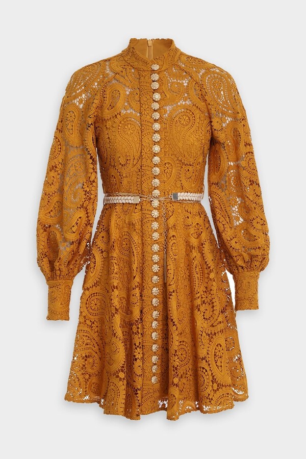 Zimmermann Anneke Lace Mini Dress in Mustard - ShopStyle