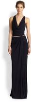 Thumbnail for your product : David Meister Belted Cowl-Neck Gown