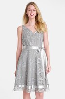 Thumbnail for your product : Tahari Metallic Lace Fit & Flare Dress