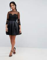 Thumbnail for your product : Chi Chi London Petite Mini Skater Prom Dress With Lace Sweetheart Detail