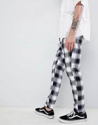 ASOS Design DESIGN Tall tapered pants in monochrome flannel check