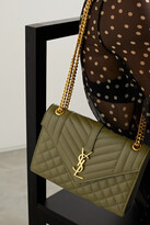 Thumbnail for your product : Saint Laurent Envelope Medium Quilted Textured-leather Shoulder Bag - Green