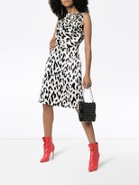 Thumbnail for your product : Calvin Klein Cheetah print brooch embellished sleeveless midi dress