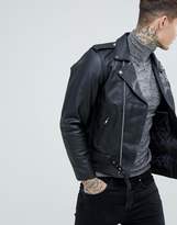 Thumbnail for your product : Reclaimed Vintage inspired leather biker jacket in black