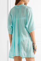 Thumbnail for your product : Heidi Klein Santa Barbara Tassel-trimmed Cotton-gauze Kaftan - Turquoise